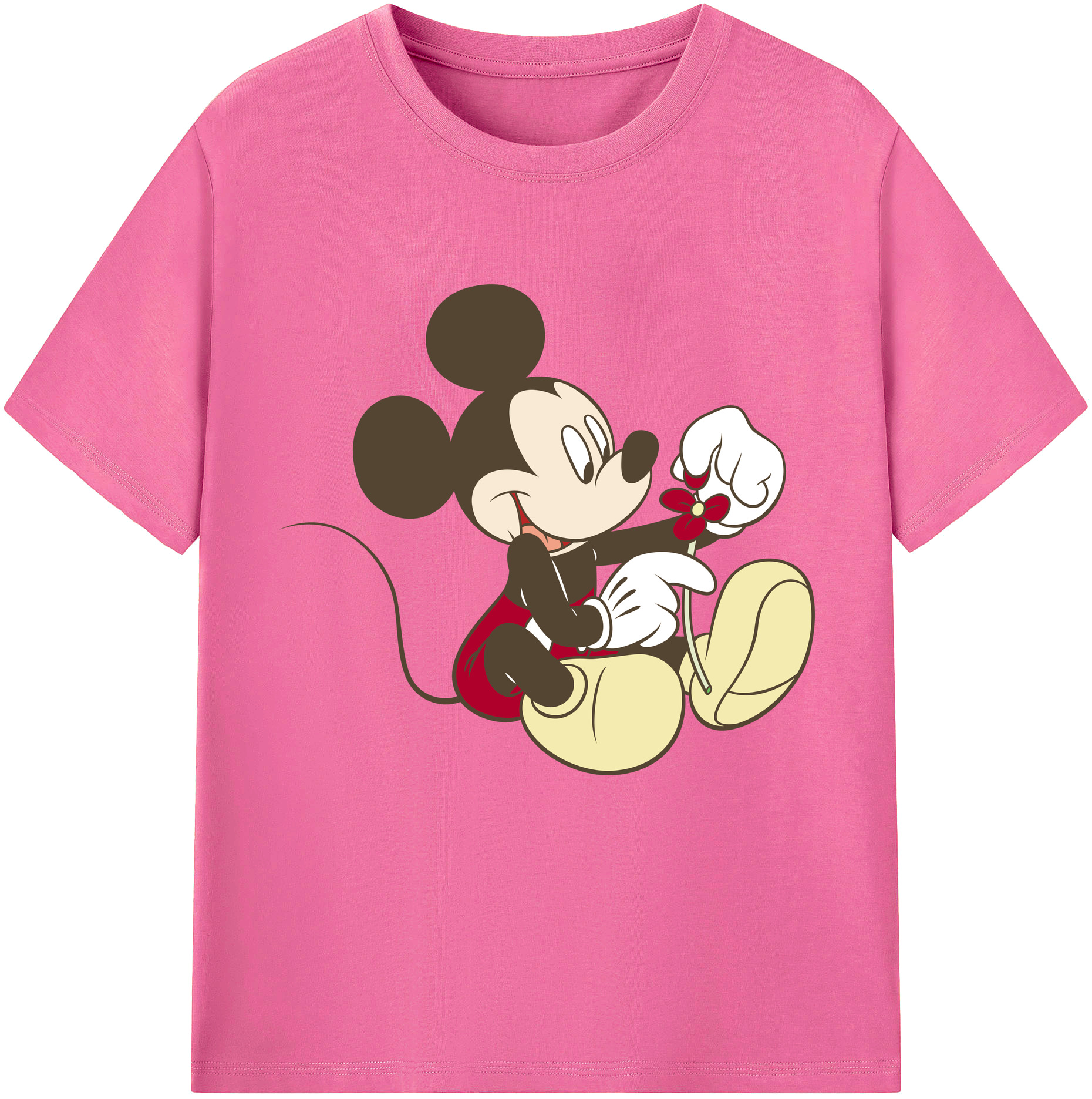 （画像用） ミッキーマウス Mickey Mouse レディースカジュアルプリントTシャツ（綿100％）